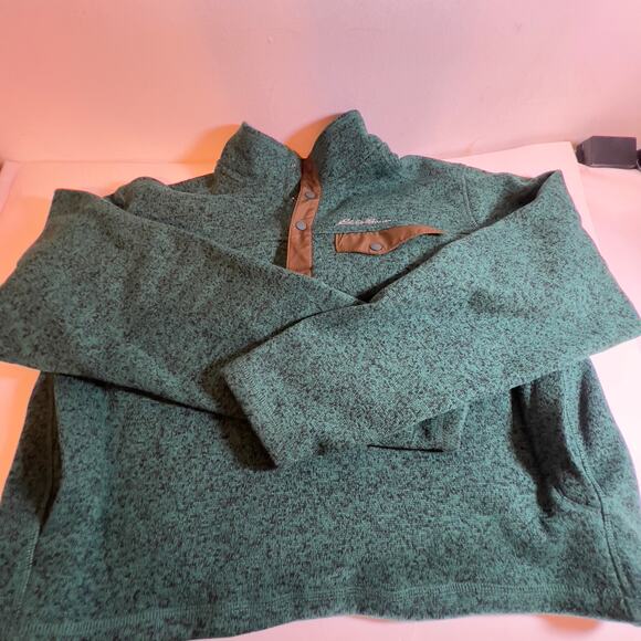 Eddie Bauer Green Fleece Qtr Snap Pullover Men's TXL Long Sleeved Side Pockets - Picture 16 of 16